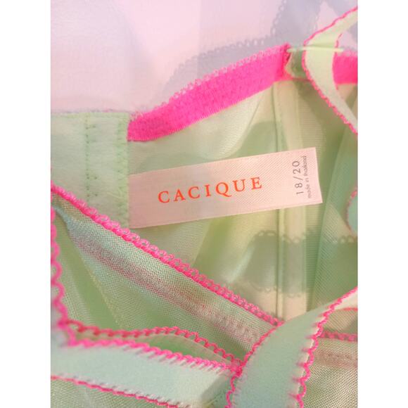 CACIQUE 18/20 Lime Pistachio & Pink Floral Embroidered Corset Underwire Bustier - Picture 8 of 8